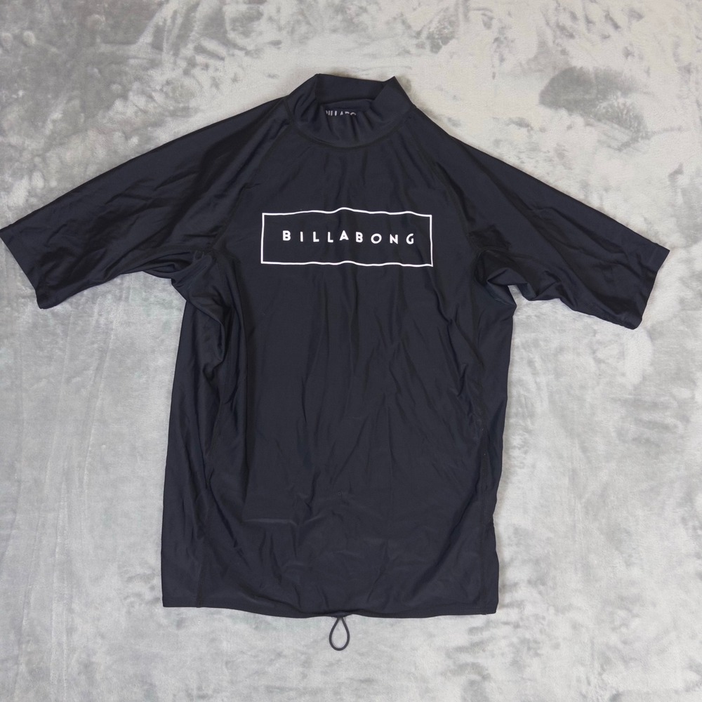 Billabong Rash Guard Mens Large Black Short Sleeve UPF 50+ Performance Fit Swim